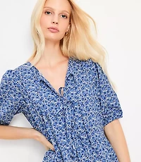 Petite Floral Poplin Bow Mini Pocket Dress