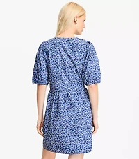 Petite Floral Poplin Bow Mini Pocket Dress