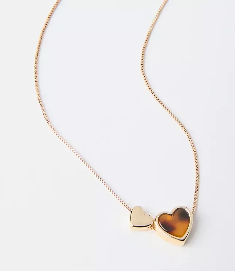 Tortoiseshell Print Mini Heart Necklace