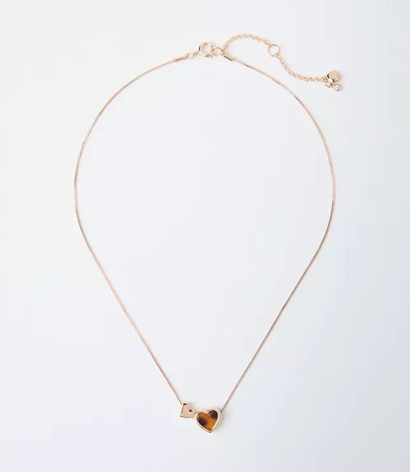 Tortoiseshell Print Mini Heart Necklace