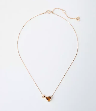 Tortoiseshell Print Mini Heart Necklace