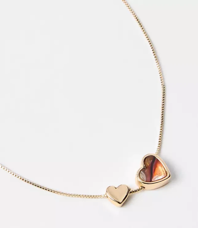 Tortoiseshell Print Mini Heart Necklace