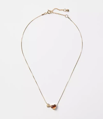 Tortoiseshell Print Mini Heart Necklace