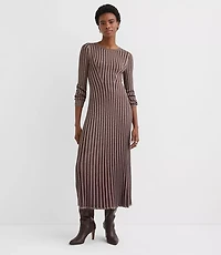 Shimmer Ribbed Mock Neck Maxi Sweater Dress