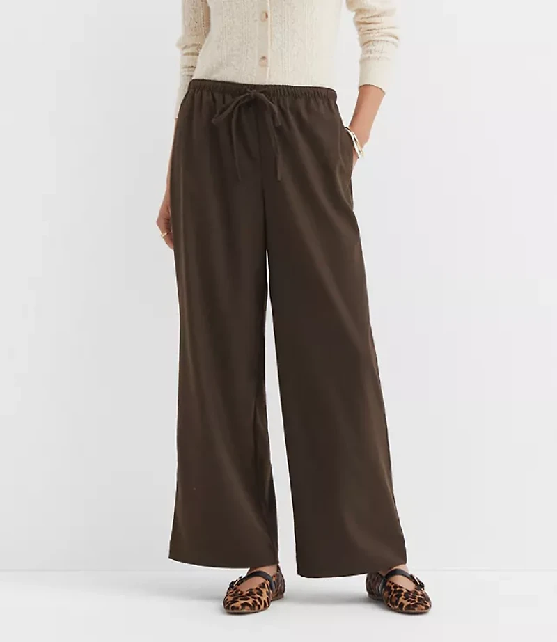 Petite Pull On Straight Pants Brushed Flannel