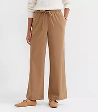 Petite Pull On Straight Pants Heathered Brushed Flannel