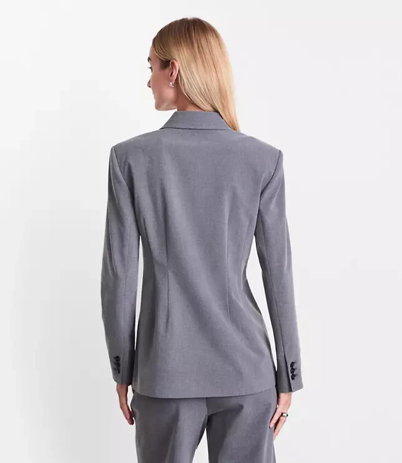 LOFT Versa Seasonless Stretch Double Breasted Blazer Heather