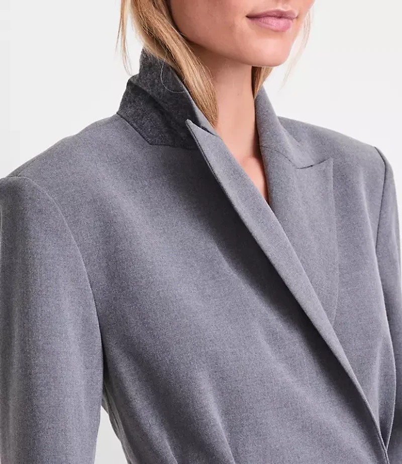 LOFT Versa Seasonless Stretch Double Breasted Blazer Heather