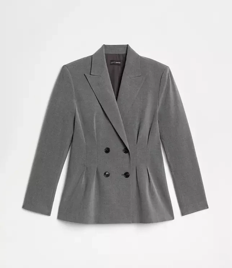 LOFT Versa Seasonless Stretch Double Breasted Blazer Heather