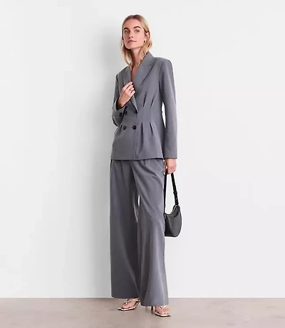 LOFT Versa Seasonless Stretch Double Breasted Blazer Heather