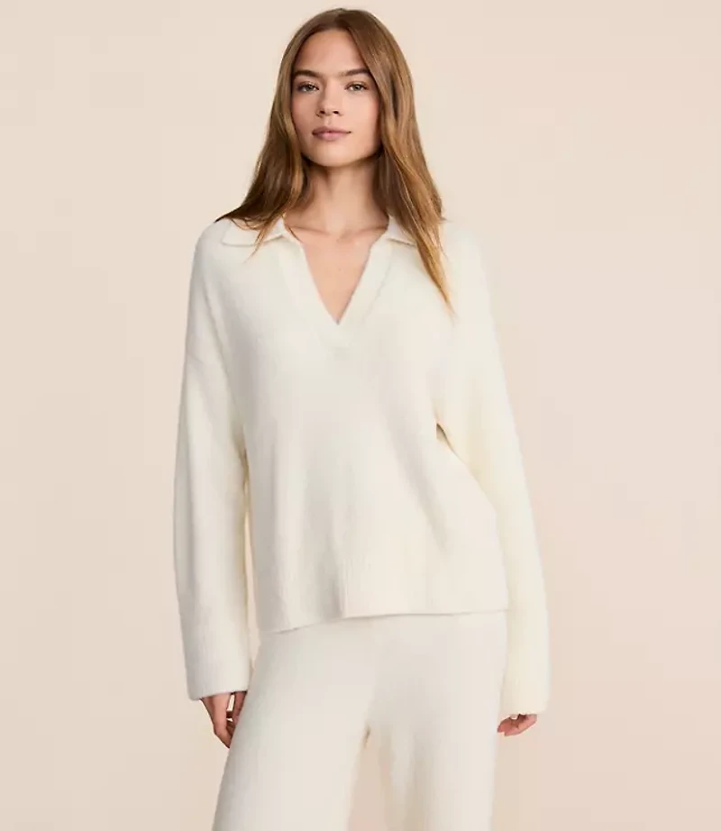 Lou & Grey Fuzzy Polo Sweater