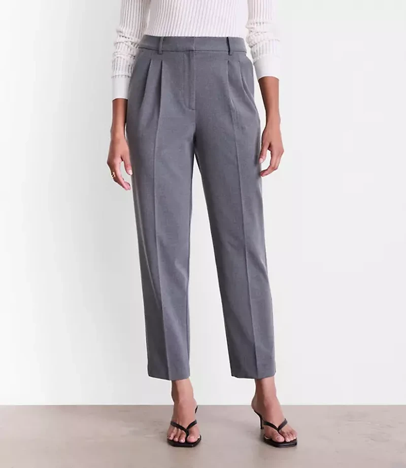 LOFT Versa Seasonless Stretch Double Pleat Taper Pants Heather
