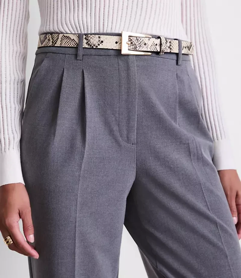 LOFT Versa Seasonless Stretch Double Pleat Taper Pants Heather