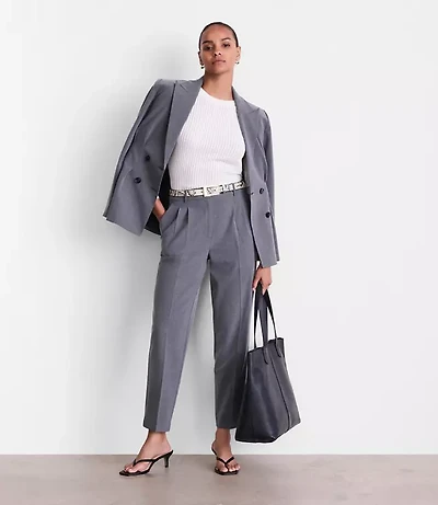 LOFT Versa Seasonless Stretch Double Pleat Taper Pants Heather
