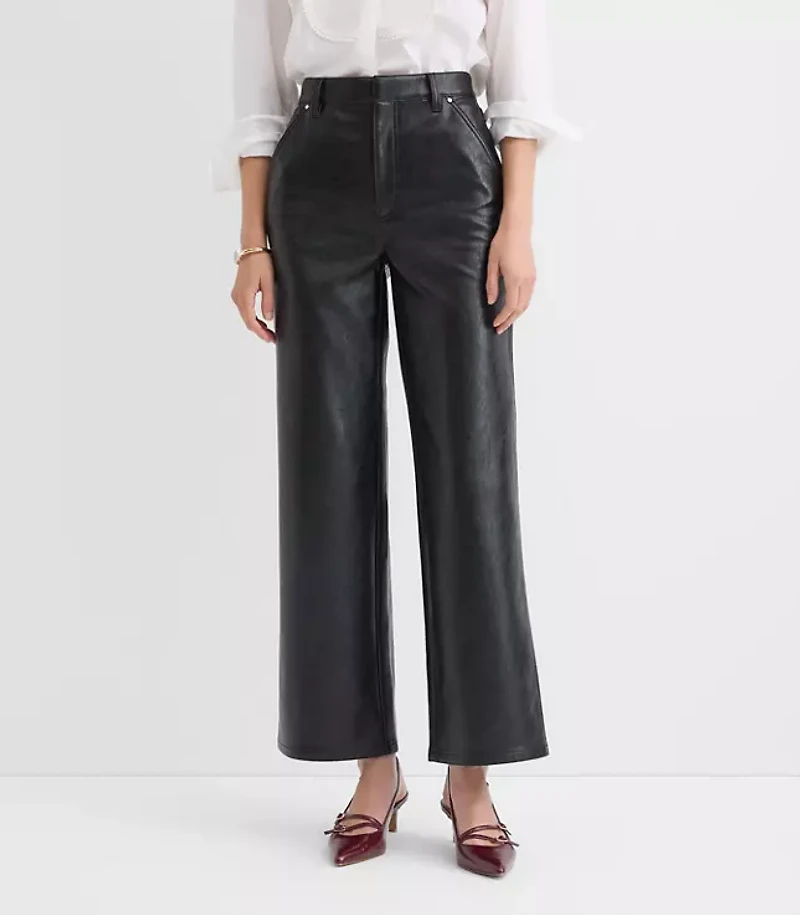 Straight Pants Faux Leather