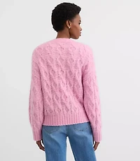 Heathered Fuzzy Cable Sweater