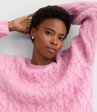 Heathered Fuzzy Cable Sweater