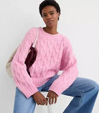 Heathered Fuzzy Cable Sweater
