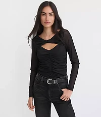 Twist Neck Ruched Top