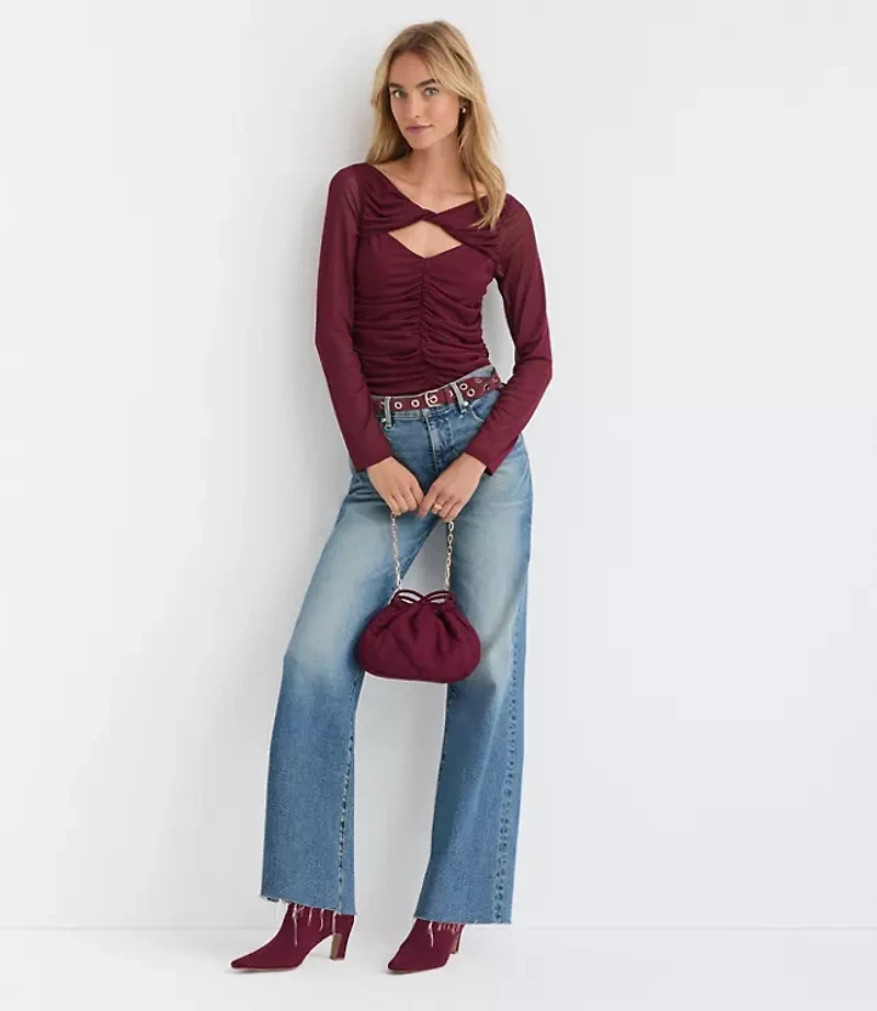 Twist Neck Ruched Top