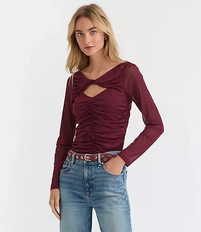 Twist Neck Ruched Top
