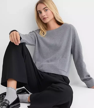 Heathered Boatneck Pocket Sweater