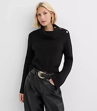 Button Neck Flare Sleeve Sweater