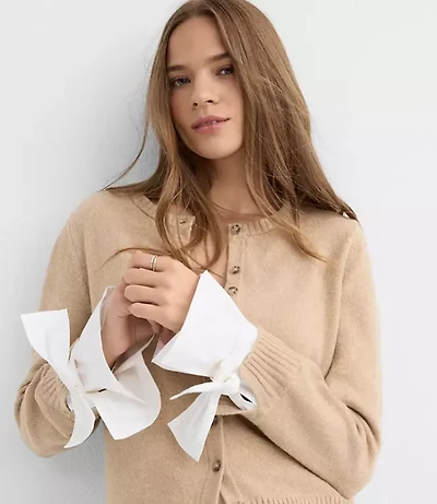 Poplin Tie Cuff Cardigan