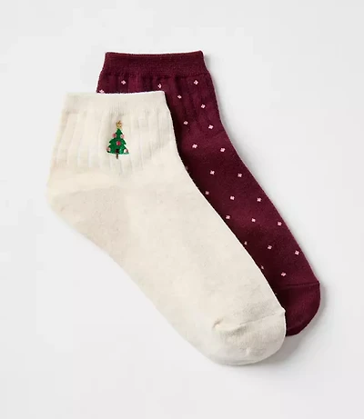 Holiday Tree & Dot Ankle Sock Set