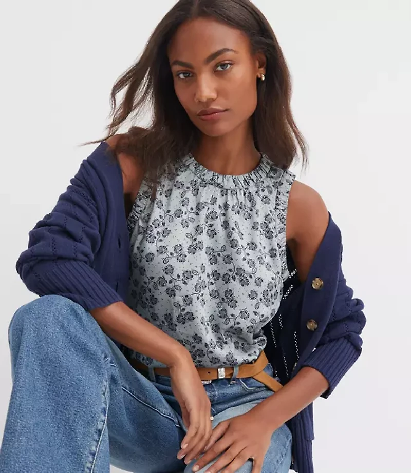 Floral Ruched Trim Shell