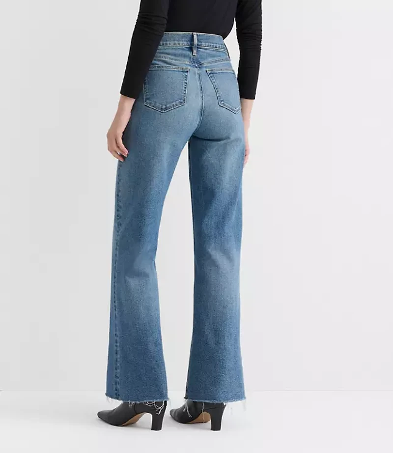 Petite Frayed High Rise Wide Leg Jeans