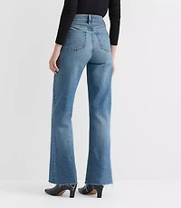 Petite Frayed High Rise Wide Leg Jeans