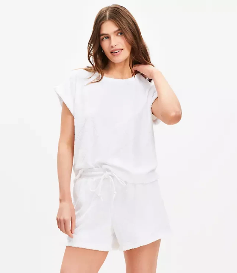 Petite LOFT Beach Fringe Terry Shorts