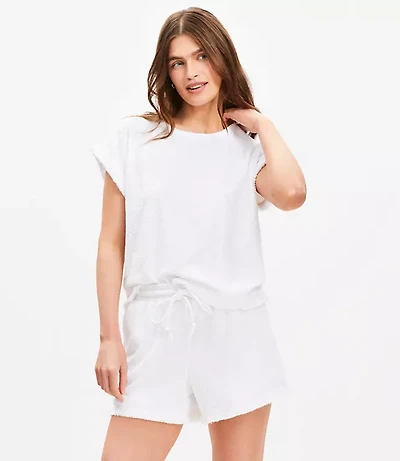 Petite LOFT Beach Fringe Terry Shorts