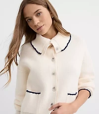 Contrast Stitched Sweater Jacket