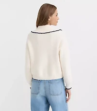 Contrast Stitched Sweater Jacket