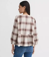 Plaid Flannel Bow Peplum Top