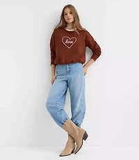 Love Embroidered Bubble Sweatshirt