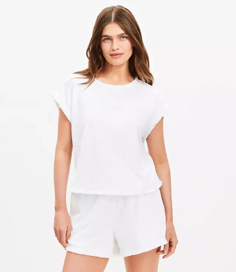 Petite LOFT Beach Fringe Terry Top