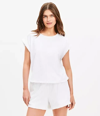 Petite LOFT Beach Fringe Terry Top