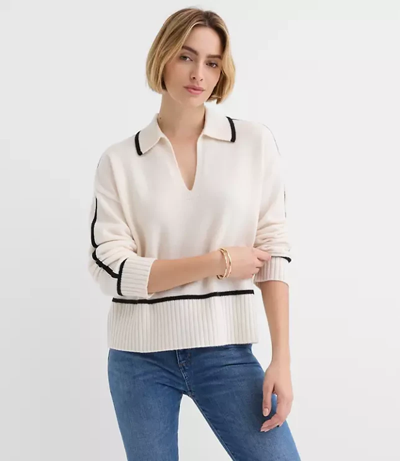 Tipped Collared Cashmere Sweater