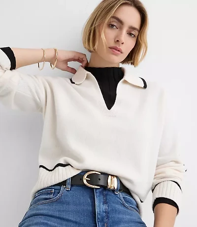Tipped Collared Cashmere Sweater