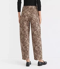 High Rise Barrel Jeans Leopard Print