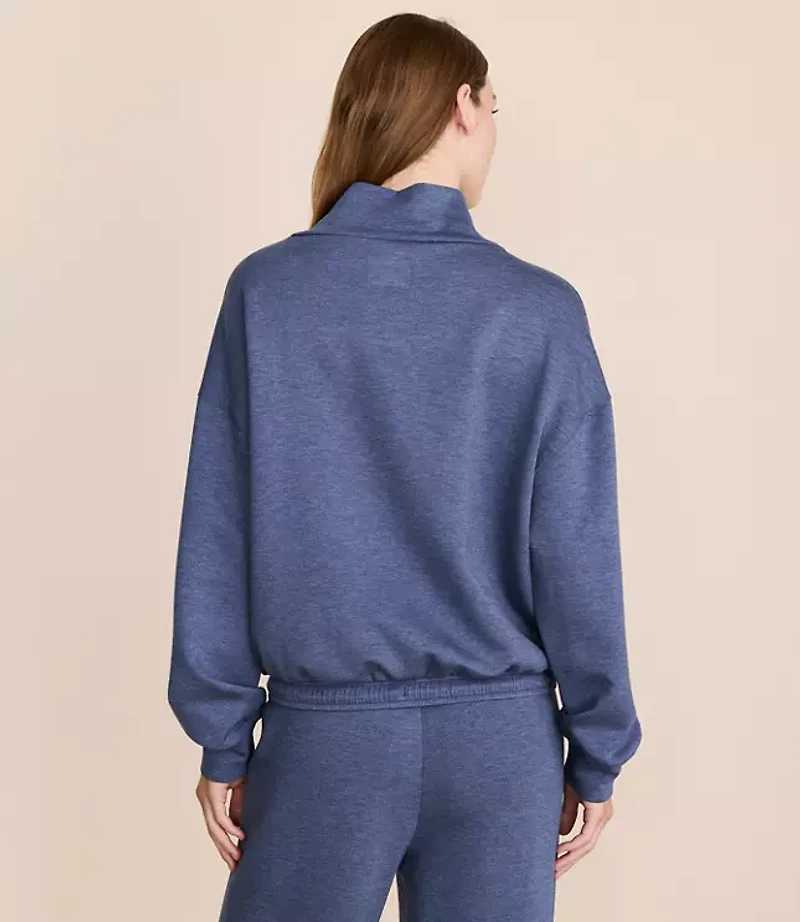 Lou & Grey Heathered Scubasoft Mock Neck Drawstring Hem Top