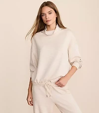 Lou & Grey Heathered Scubasoft Mock Neck Drawstring Hem Top