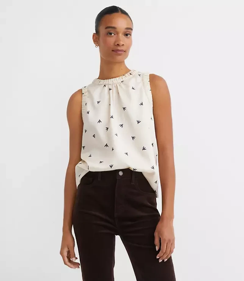 Floral Ruched Trim Shell
