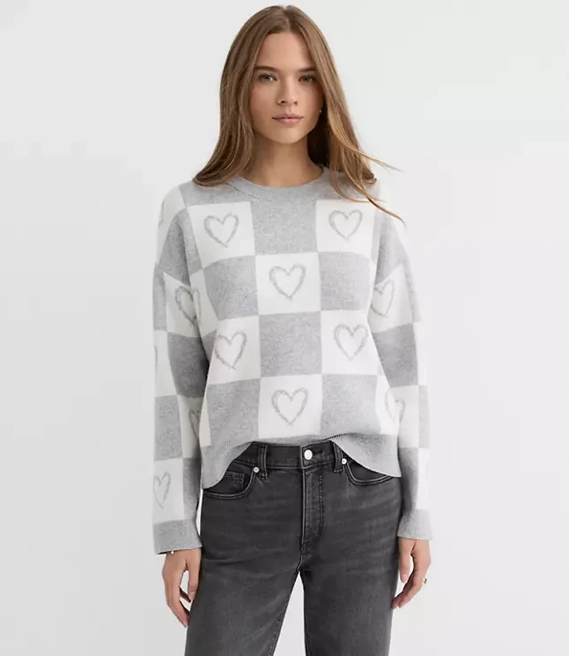 Heart Checkered Sweater