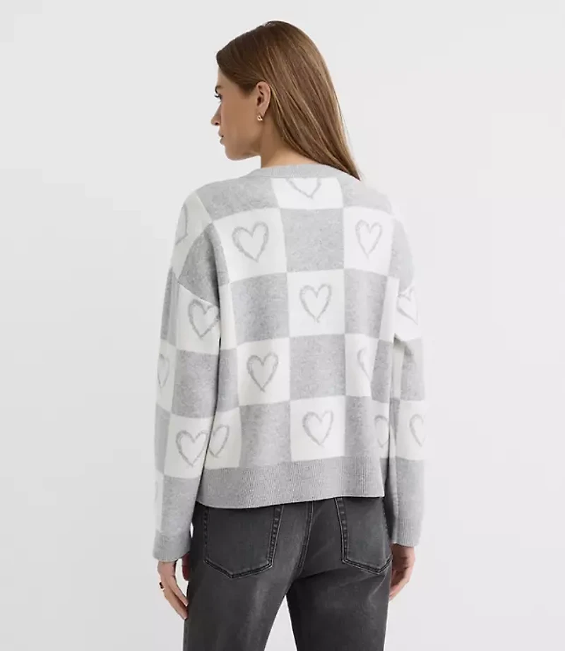 Heart Checkered Sweater