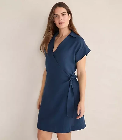 Haven Well Within Linen Short Sleeve Wrap Dress