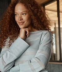 Haven Well Within Organic Cotton Sheer Stripe Bateau Neck Sweater